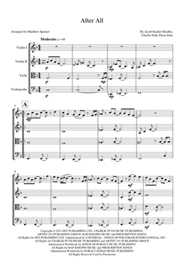 After All - Elton John - String Quartet sheet music
