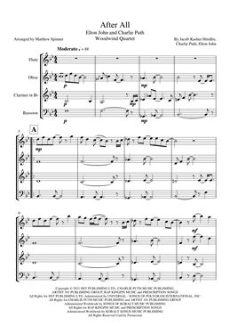 After All - Elton John - Woodwind Quartet sheet music