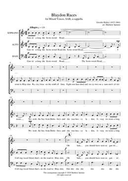 Blaydon Races - Geordie Ridley - SAB Choir sheet music