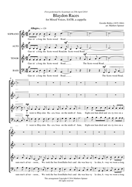 Blaydon Races - Geordie Ridley - SATB Choir sheet music