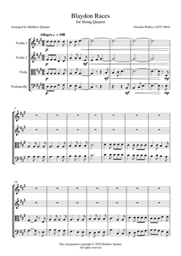 Blaydon Races - Geordie Ridley - String Quartet sheet music