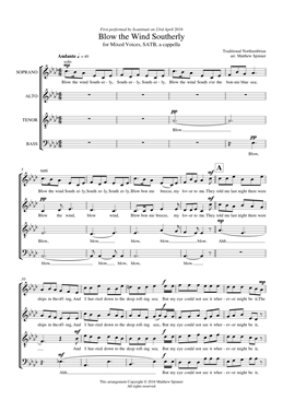 Blow the Wind Southerly - SATB Choir sheet music