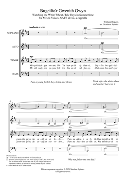 Bugeilio'r Gwenith Gwyn - William Hopcyn - SATB Choir sheet music