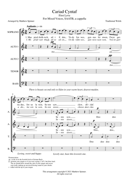 Cariad Cyntaf - SATB sheet music