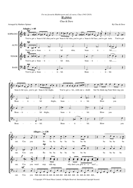 Rabbit - Chas and Dave - SATB Choir sheet music