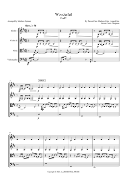 Wonderful - CAIN - String Quartet sheet music