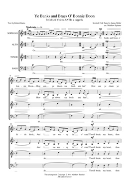 Ye Banks and Braes - Robert Burns - SATB Choir sheet music