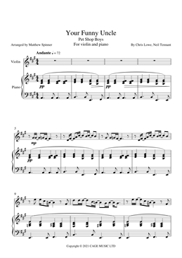 Your Funny Uncle - Pet Shop Boys - Violin sheet music